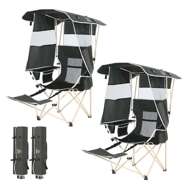 Camping Chair,Camping Chair with Canopy, Beach Chair, Fishing Chair, Sports Chair, W/Removable Footrest, Cooler (2-Pack)