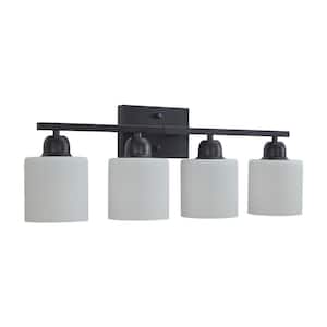 24 in. Modern 4 Light Black Bathroom Vanity Light Fixture, Industrial Wall Sconce