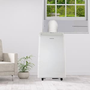 8,000 BTU Portable Air Conditioner Cools 150 Sq. Ft. with Dehumidifier, Fan, Digital Control, Timer and Remote in White