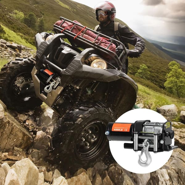 SKYSHALO Electric Winch, 4000 lbs. Line Pull Capacity, 12V DC ATV