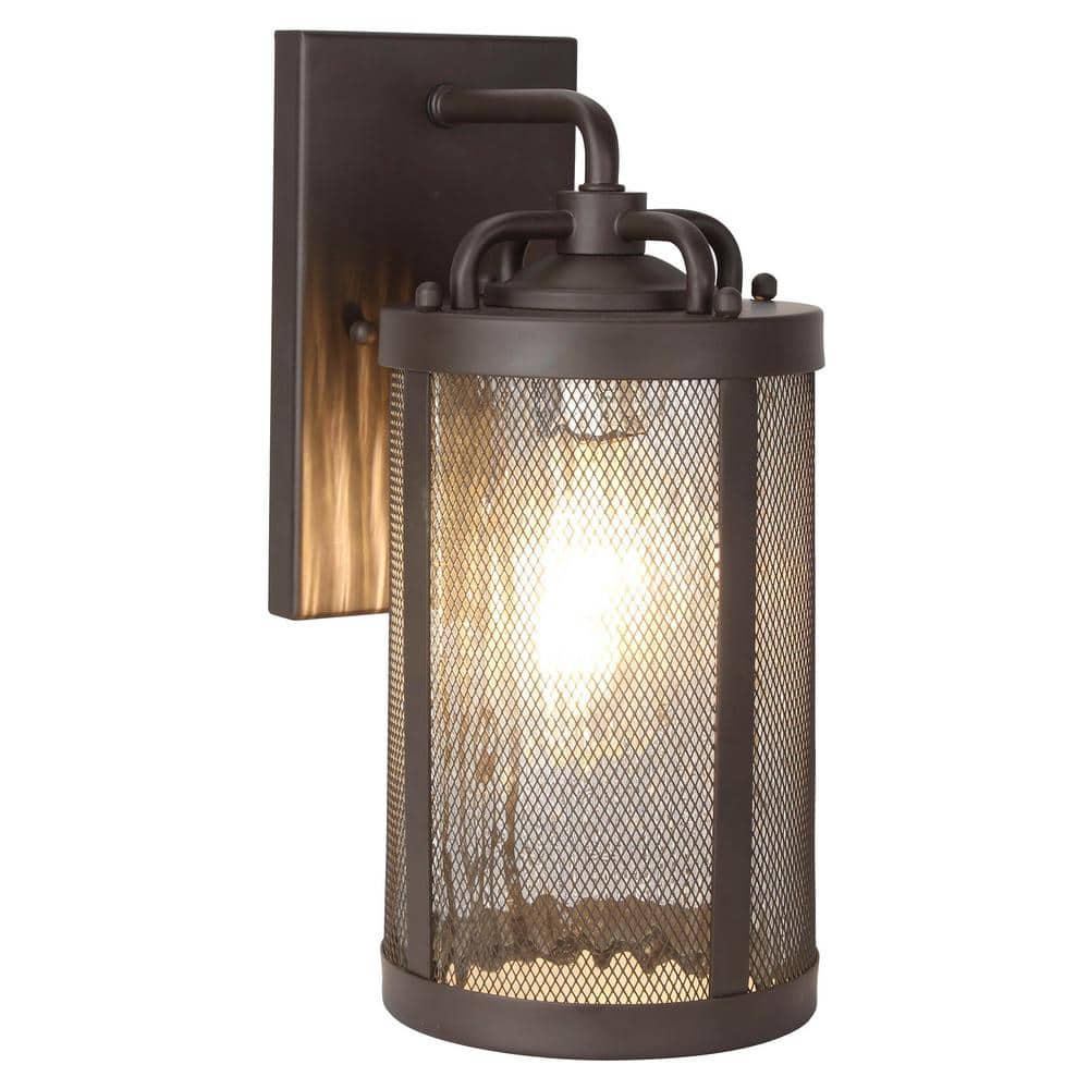 1-Light Bronze Outdoor Wall Lantern Sconce