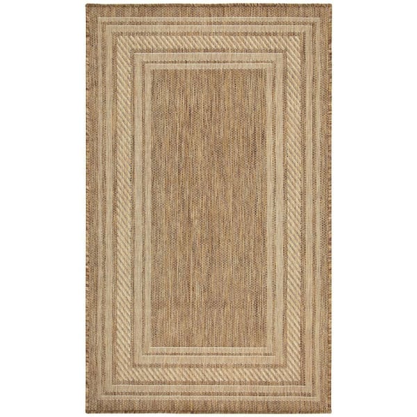 Nourison Horizon Indoor/Outdoor Natural 3 ft. x 5 ft. Bordered Contemporary Area Rug