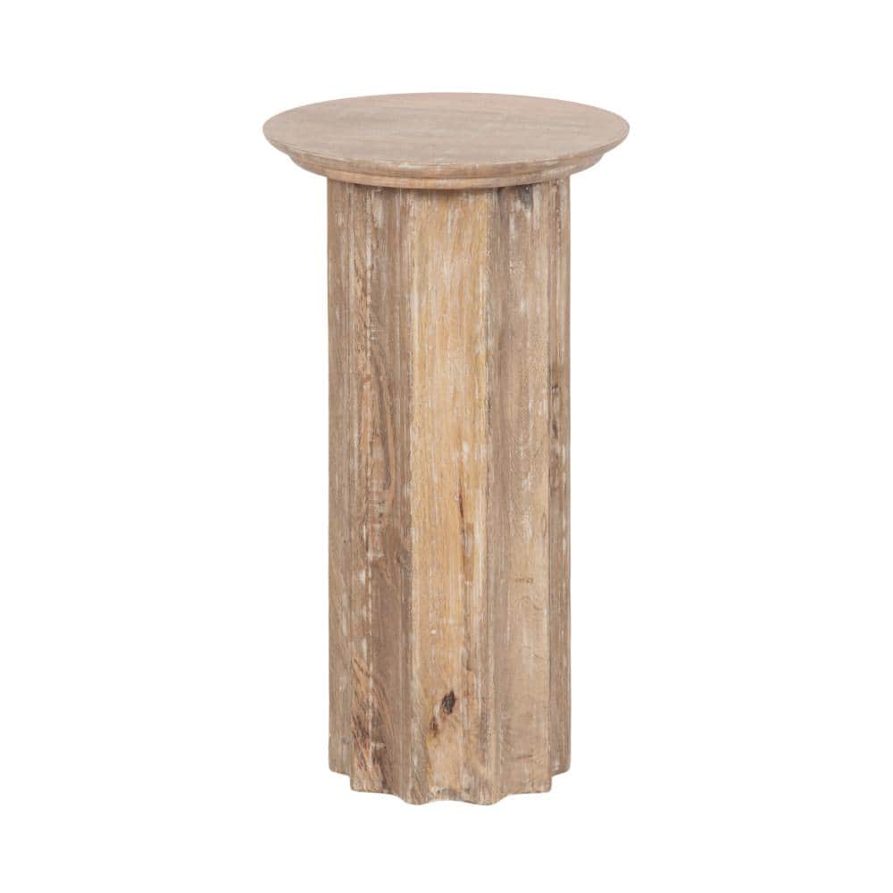 Gierson Natural Mango Wood Round Side Table, 12x12x22