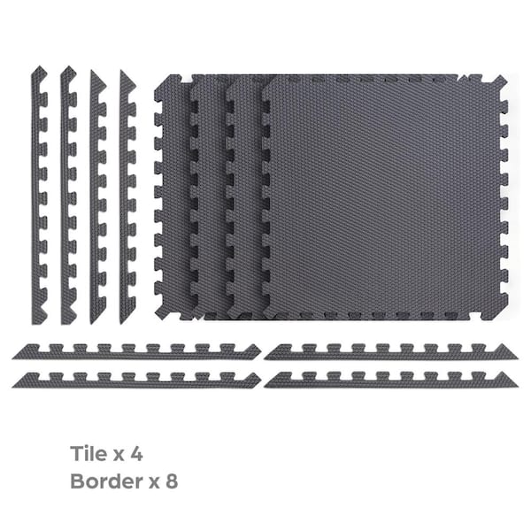 Norsk Black/Gray 24 in. x 24 in. x 0.79 in. Foam Interlocking