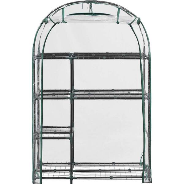 Zeus & Ruta 17.3 in. W x 39.4 in. D x 62.6 in. H Pop-Up Gardening Greenhouse with 4-Tier Rack Shelves in Clear