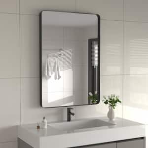 16 in. W x 24 in. H Small Rectangular Stainless Steel Framed Mirror Wall Mirror Bathroom Vanity Mirror in Brushed Black