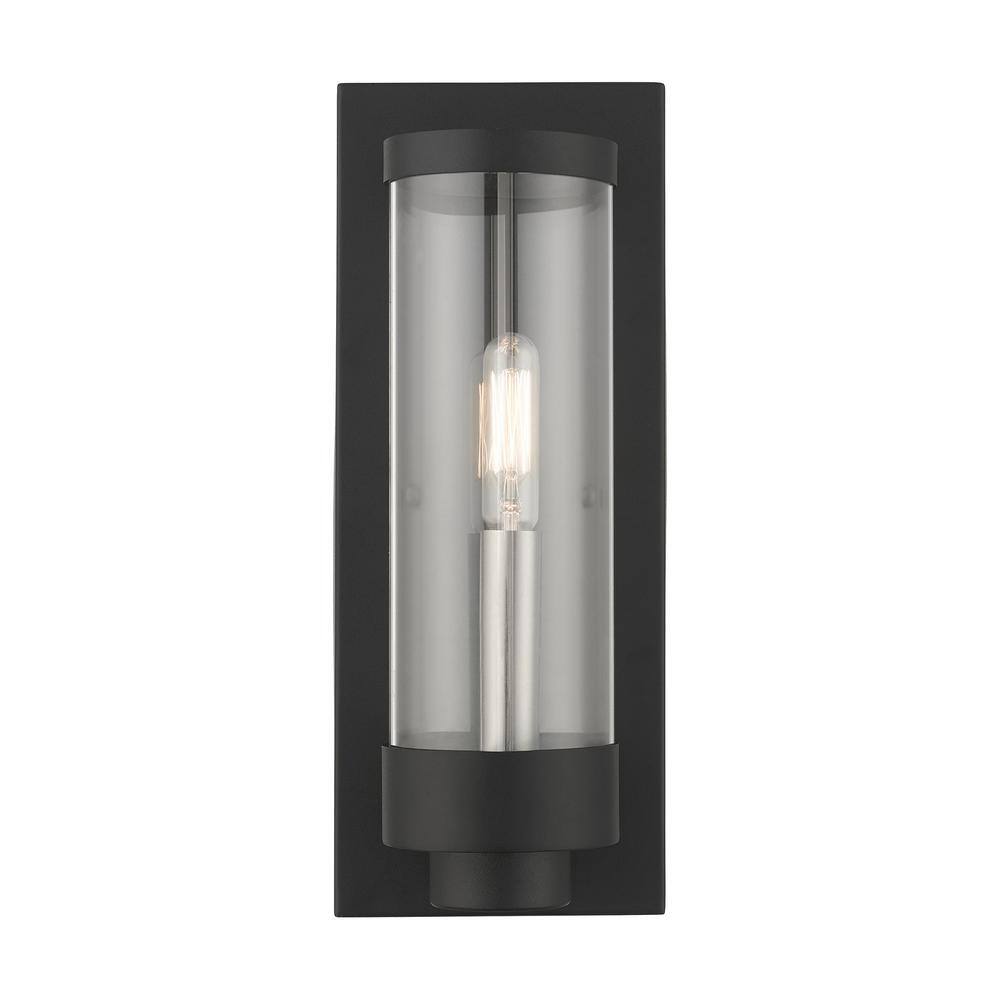 Hillcrest Textured Black Stainless Steel Outdoor Wall Lantern