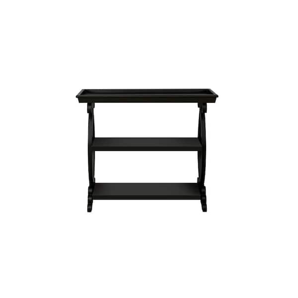 Unbranded 40 in. Antique Black Rectangle Wood Console Table Open Storage Living Room Kitchen Entyway Console Table