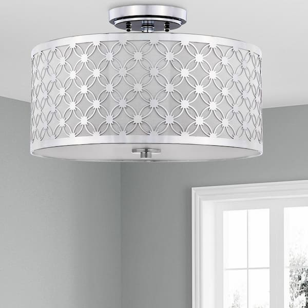 Hutch 16 in. 3-Light Chrome Semi-Flush Mount