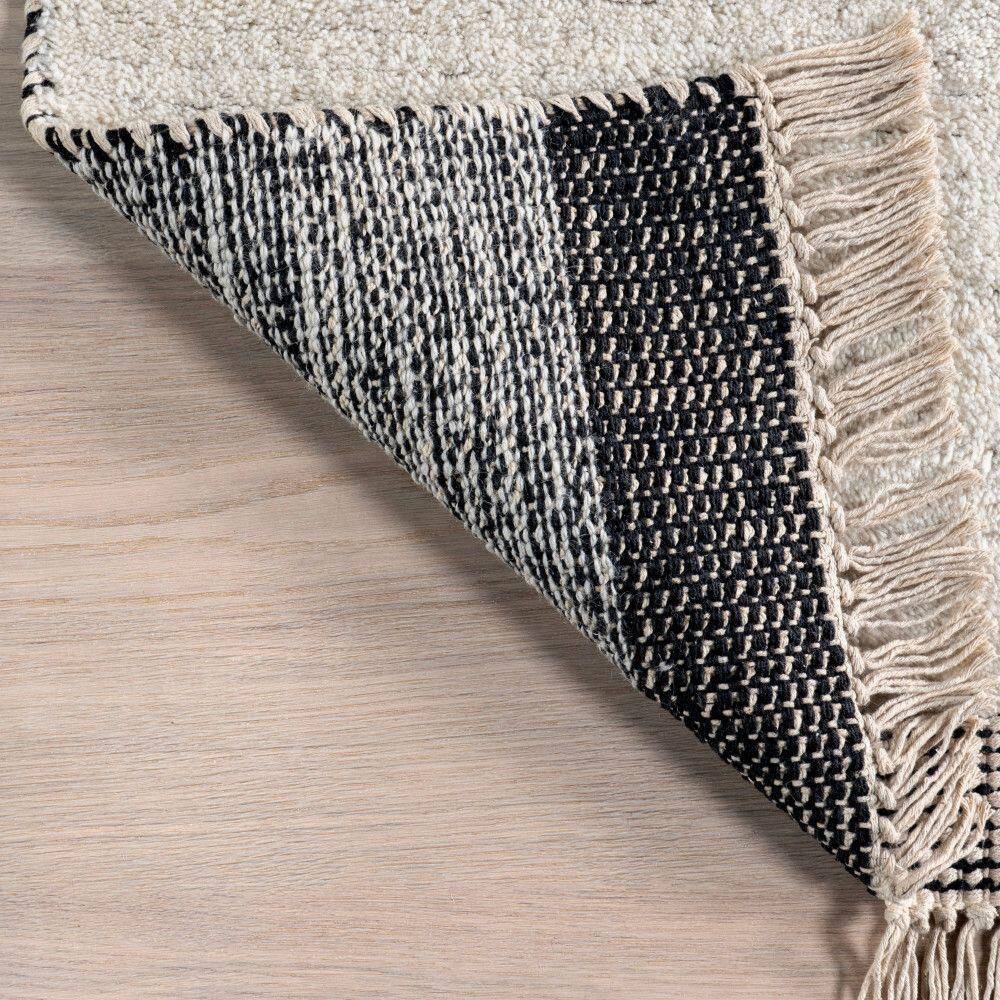 Ivory and Gray Tufted Wool Cotton Rectangular Area Rug