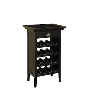 Lucille Black Wood 24"L x 16.5"D 37.88"H Wine Cabinet with Removable Tray
