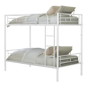 Croften White Twin over Twin Bunk Bed with Full Metal Construction