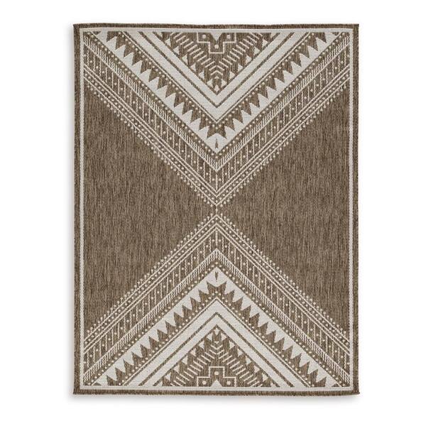 John 5 x 7 Brown and Ivory Boho Pattern Medium Area Rug Tribal Inspired