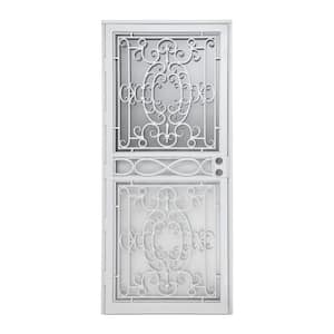 Kensington 36 in. x 80 in. White Wrought Iron Steel Security Storm Door