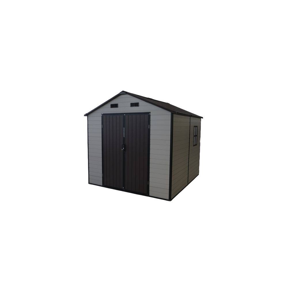 8ft. W x 8ft. D Resin Storage Shed with Pitched Roof Aluminium Frame Lockable Door Windows (64 sq. ft. ) in Brown White price history on PriceWatchPro