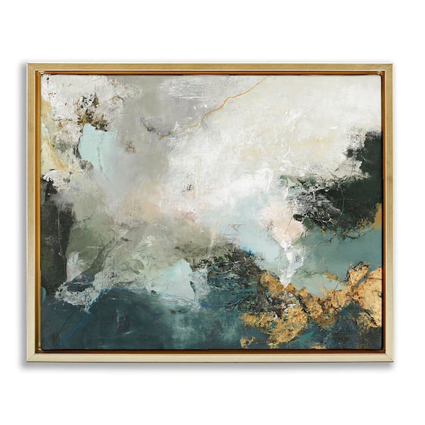Stupell Industries Stormy Dark Abstraction by Design Fabrikken Gold Floater Frame Abstract Graphic Art Print 25 in. x 31 in.