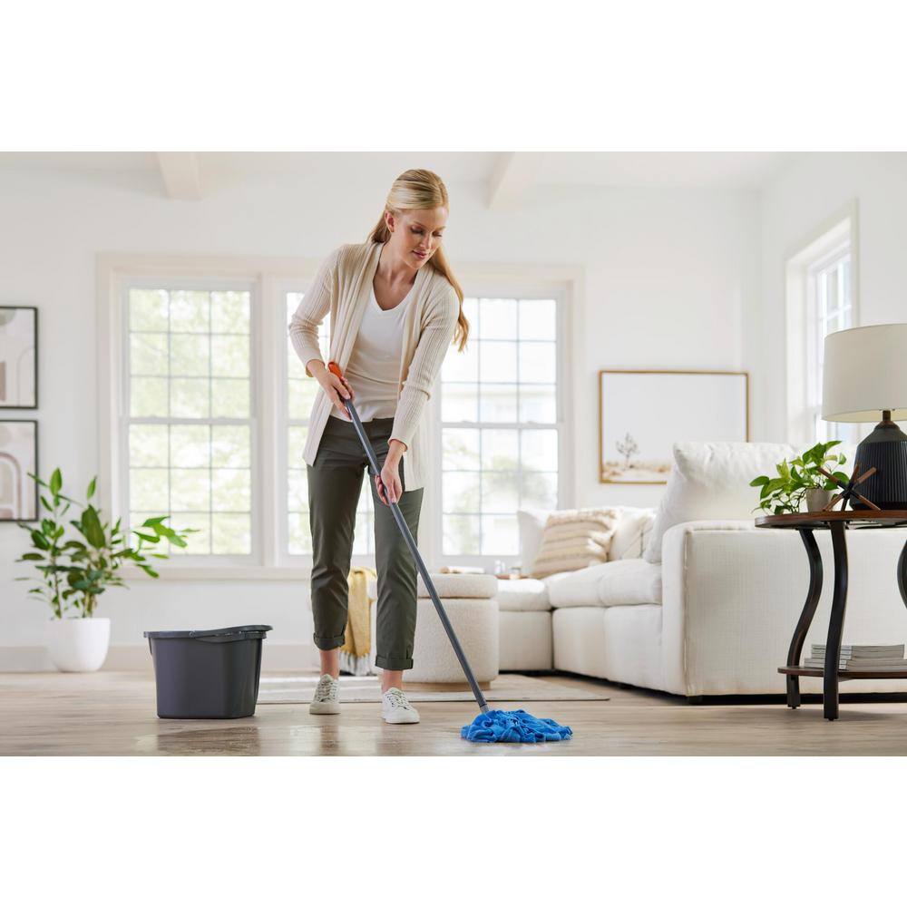 Blue Microfiber String Mop Head with Gray Handle