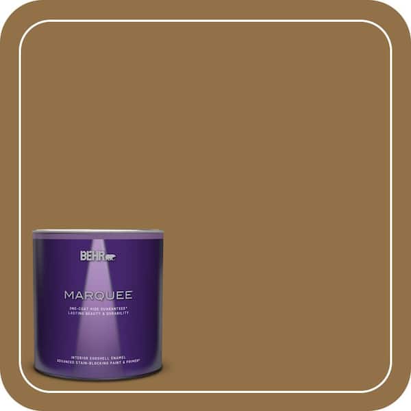 BEHR MARQUEE 1 qt. #N280-7 Brass Button Eggshell Enamel Interior Paint & Primer