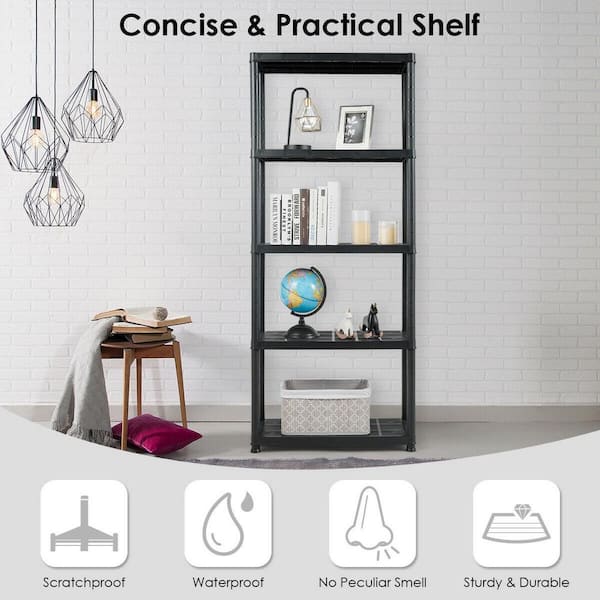 Black Heavy Duty 5-Tier Storage Shelving Freestanding Rack Shelving Unit