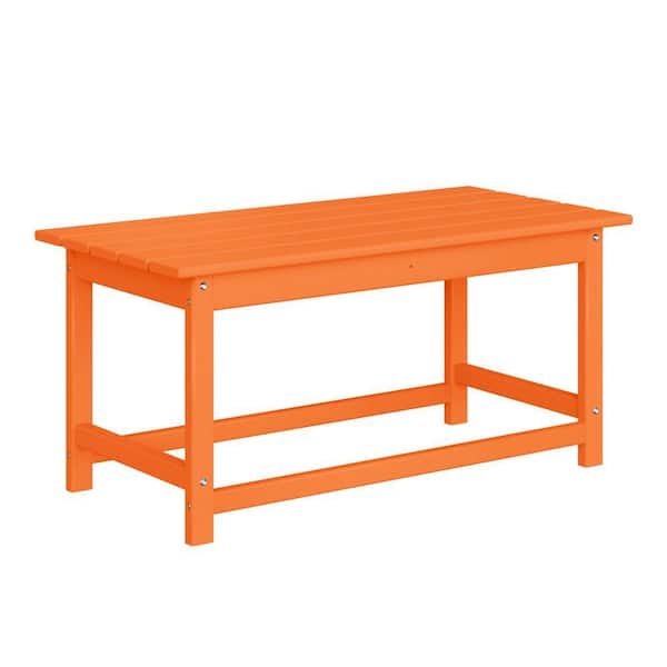 Mason Orange Poly Plastic Fade Resistant Outdoor Patio Rectangle Adirondack Coffee Table
