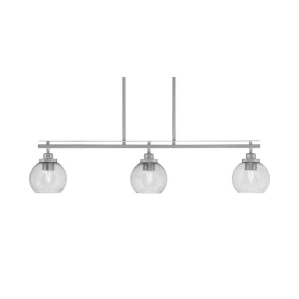 Unbranded Monroe 3-Light Brushed Nickel, Billiard Light, Any room with 5.75 in. Smoke Bubble Glass Shades no bulbs included