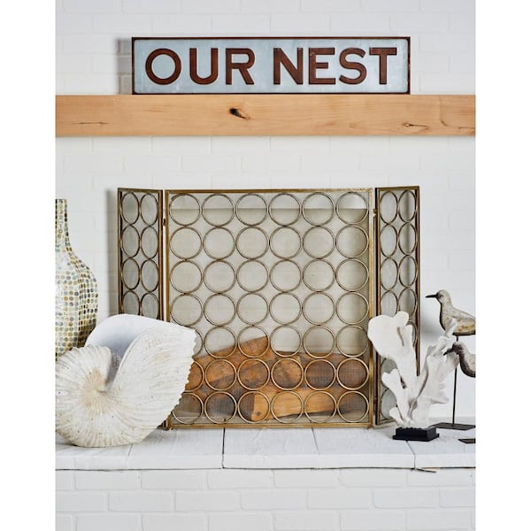 Litton Lane 37 in. x 8 in. Grey Metal Farmhouse Sign Wall Decor 8 in. x 37 in.