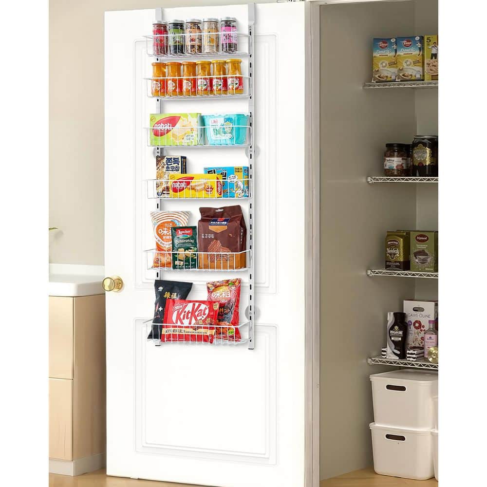 SKYSHALO 6-Tier Over the Door Pantry Organizer, Heavy-Duty Steel ...
