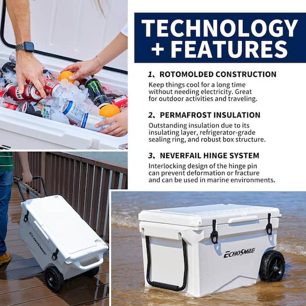 ITOPFOX 60 qt. Outdoor White Insulated Box, Chest Cooler with
