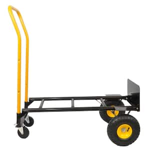 330 lbs. D Hand Truck Dual Purpose 2-Wheel Dolly Cart and 4-Wheel Push Cart with Swivel Wheels