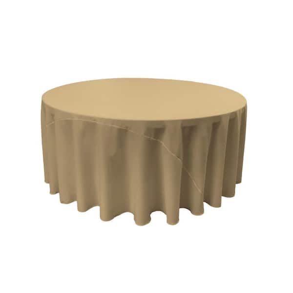 LA Linen 108 in. Taupe Round Polyester Poplin Tablecloth