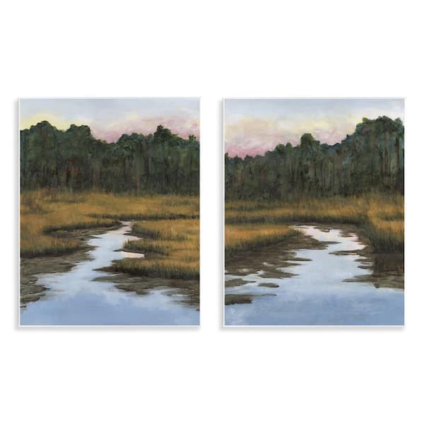 Stupell Industries Natural Creek in Countryside by Michael Willett 2-Pieces Unframed Nature Graphic Art Print 14 in. x 11 in.