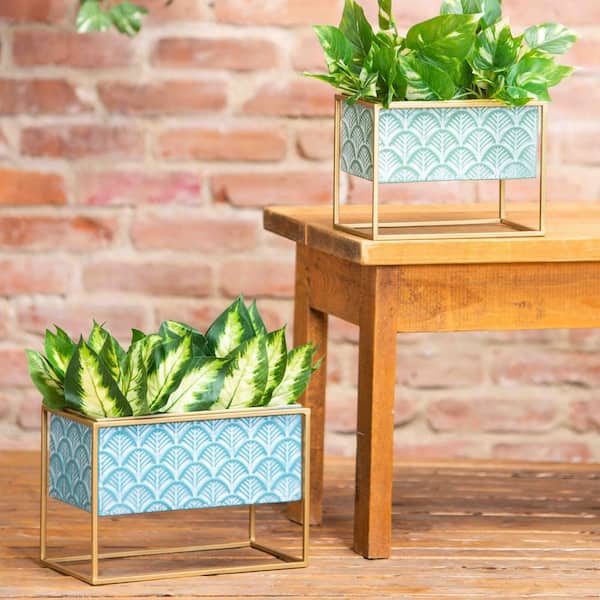 Evergreen Nested Aged Metal Brass Patina Finished Trough Planters (Set of  2) 8PMTL235 - The Home Depot