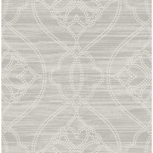 Medallion Scallop Gray and Ivory Paper Strippable Wallpaper Roll (Cover 56.05 sq. ft.)