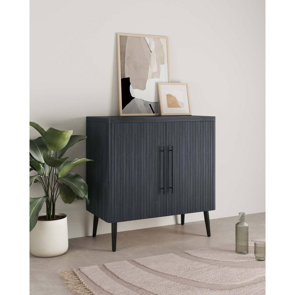 Charcoal Grey Mid-Century Modern Accent Cabinet with Adjustable Shelving