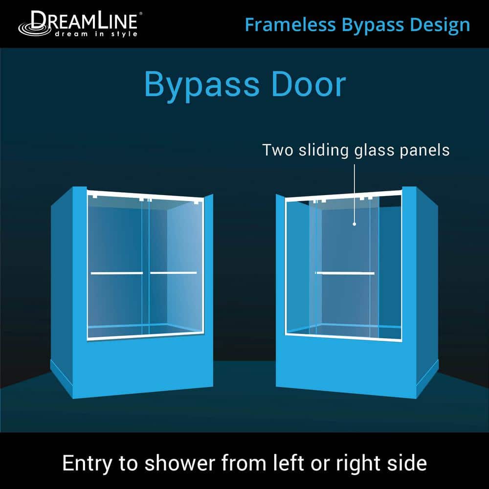 Encore 60'' Clear Tempered Glass Frameless Sliding Tub Door