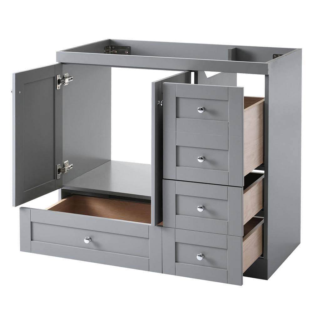 35 in. W x 17.3 in. D x 33.5 in. H Bath Vanity Cabinet without Top in Gray 