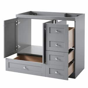 35 in. W x 17.3 in. D x 33.5 in. H Bath Vanity Cabinet without Top in Gray w/4 Soft-close Drawers & 2 Soft-Close Doors