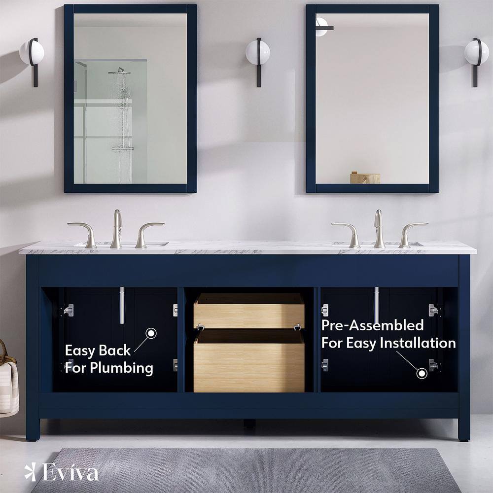 Artemis 60" Blue Double Sink Vanity with Quartz Top