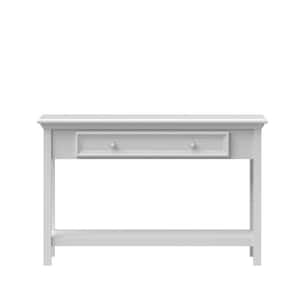 54.13 in. W x 14.96 in. D x 30.12 in. H White Rubberwood Linen Cabinet with Console Table