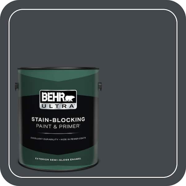 BEHR ULTRA 1 gal. #PPU24-23 Little Black Dress Semi-Gloss Enamel Exterior Paint & Primer