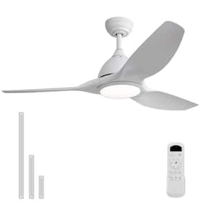 52 in. Indoor/Outdoor Integrated LED White Downrod Modern Ceiling Fan with Light Kit and 6-Speed DC Remote