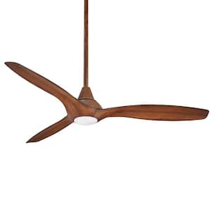 Tidal Breeze 56 in. LED Indoor Distressed Koa Ceiling Fan with Light and Remote Control