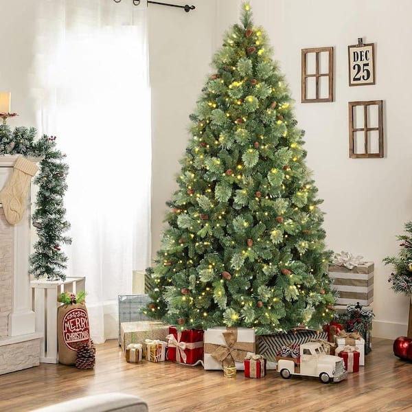 5 ft. Artificial Christmas Tree, Prelit X-mas Tree with 200-Lights, Seasonal Holiday Decoration