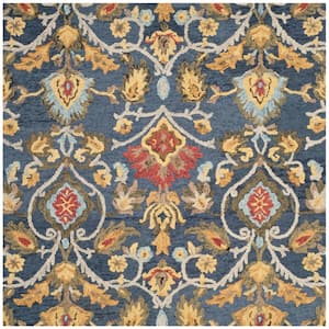 Blossom Navy/Multi 3 ft. x 3 ft. Geometric Floral Square Area Rug