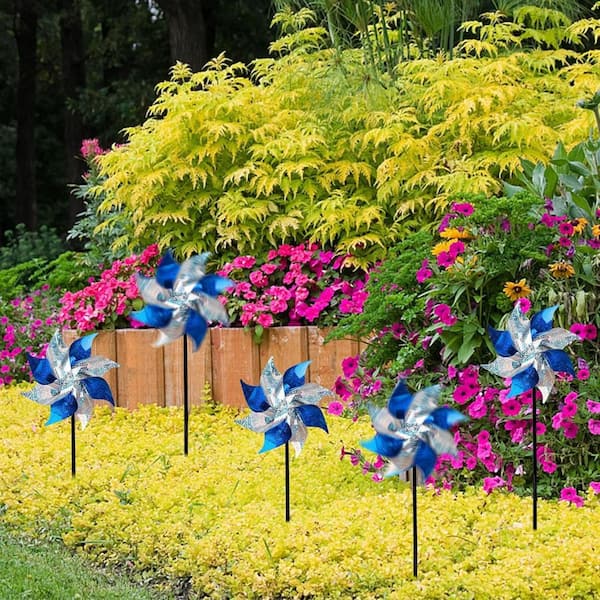 Cubilan 10-Pack Reflective Windmills with Stakes, Super Shiny