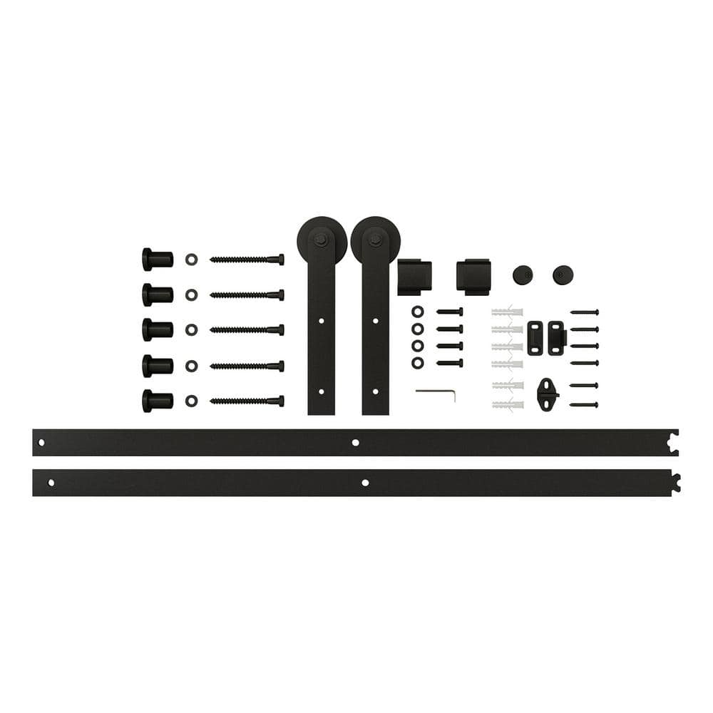 Matte Black 72-Inch Barn Door Hanger Kit with Screws