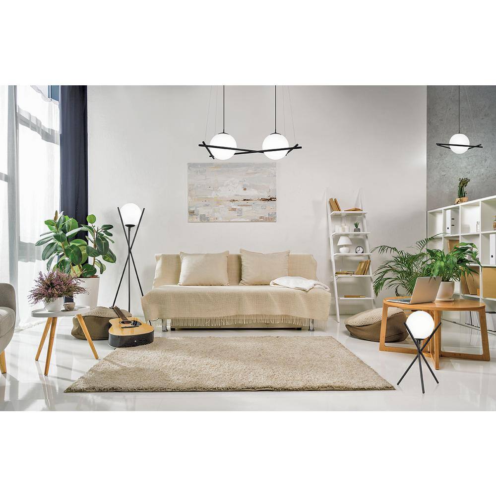 Salvezinas 19" Adjustable Black Tripod Table Lamp with White Globe