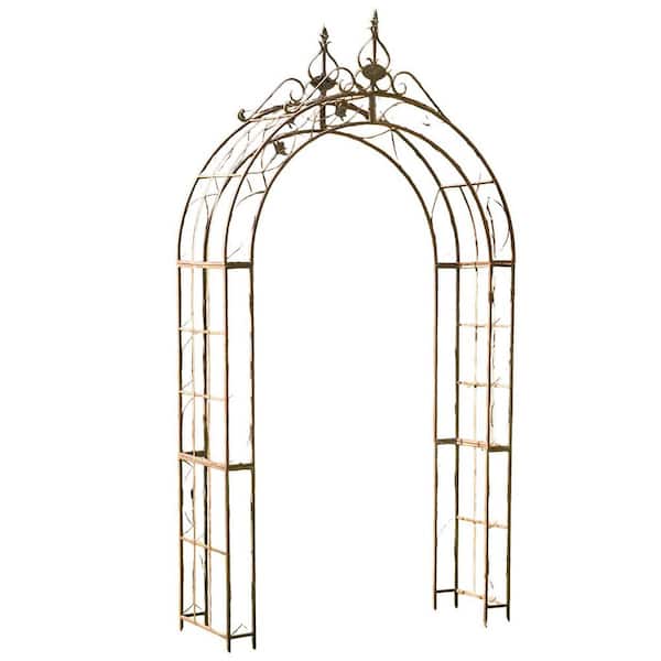 108.26 in. x 59.26 in. Tall Iron Garden Arbor Antique Bronze