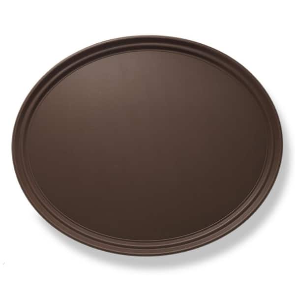 Jubilee 29 in. x 24 in. x 1.25 in. Oval Plastic Non-Slip Restaurant Serving Tray, Brown - NSF Food Service
