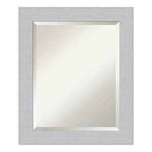 Shiplap White 20.25 in. x 24.25 in. Beveled Rectangle Wood Framed Bathroom Wall Mirror in White